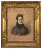 Portrait de jeune homme aux lunettes. 1830 by Julien-Léopold Boilly, Fusain et pastels sur papier, sold Mar 2022