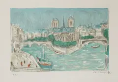 Le chevet de Notre-Dame by André Cottavoz, 1985, Lithographie en couleurs sur papier, sold Feb 2022