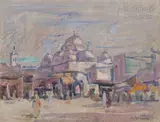 La Mosquée Sidi-Marrez by Jules Lellouche, Gouache sur carton, sold Jun 2022