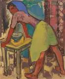 Jeune femme by Henri Saada, Gouache sur papier, sold Jun 2022