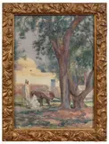 Sous un arbre à Gafsa, Tunisie by Jacques Simon, Aquarelle, sold Jun 2022