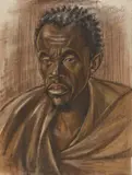 Portrait d’Umurgarp, Muhutu, fev. 1952 by Marthe de Witte, Fusain et pastel sur papier, sold Jun 2022