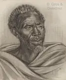 Portrait de Migabo, Mututsi by Marthe de Witte, 1951, Fusain et pastel sur papier, sold Jun 2022