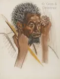 Portrait de Kasulu, Musala-Mpasu by Marthe de Witte, 1953, Fusain et pastel sur papier gris, sold Jun 2022
