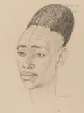 Portrait de Ruhembe, Umuhutu by Marthe de Witte, 1952, Fusain et pastel sur papier, sold Jun 2022