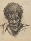 Portrait de Mukankwaya, Umututsi by Marthe de Witte, 1952, Fusain et pastel sur papier, sold Jun 2022