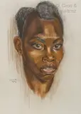 Portrait de Munigantamu, Muhutu by Marthe de Witte, Fusain et pastel sur papier, sold Jun 2022