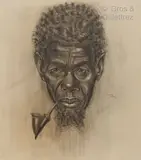 Portrait de Mihigo, Muhutu by Marthe de Witte, Fusain et pastel sur papier, sold Jun 2022