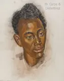 Portrait de Mukarugomwa, Mututsi by Marthe de Witte, 1952, Fusain et pastel sur papier, sold Jun 2022