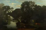 Scènes champêtres en bords de rivière by Louis-Nicolas Cabat, Toile signée en bas à droite, sold Jun 2018
