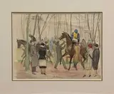 Présentation des chevaux by Pierre Olivier Dubaut, Aquarelle portant le cachet de la signature en bas à droite, sold Jun 2018