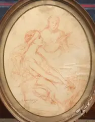 Femmes à la lecture by Pierre Carrier-Belleuse, Sanguine, sold Nov 2017