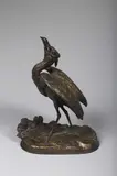 Héron, un poisson dans le bec by Alexandre Léonard, Épreuve en bronze à patine brune, sold Nov 2017