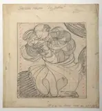 [Couple dansant (bélier)] by Victor Vasarely, 1940, Crayon noir avec mise aux carreaux, sold Nov 2017