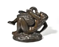 Léda et le cygne by Jean-Jacques Feuchère, Epreuve en bronze patiné, sold Dec 2024