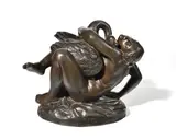 Léda et le cygne by Jean-Jacques Feuchère, Epreuve en bronze patiné, sold Dec 2024