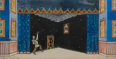 Scénographie de « Petrouchka » : La Chambre de Petrouchka by Alexandre Benois, 1936, Crayon, encre, aquarelle et gouache sur papier vergé et carton, sold Dec 2024