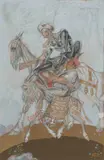 Don Quichotte et Sancho Panza by Paul Mak, 1957, Gouache sur papier, sold Dec 2024