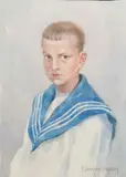 Portrait d'un garçon dasn l'uniforme du marin by Elena Petrovna Samokish-Sudkovskaya, Aquarelle sur papier, sold Dec 2024