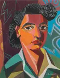 Portrait feminin by Konstantin K. Cebotarev, Gouache sur papier, sold Dec 2024