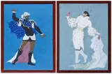 Deux études de costume pour Othello by Bernard Daydé, 1948, Gouache sur papier bleu avec annotations, sold Dec 2024