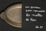 Un Arman pour ramasser les miettes de Ben by Ben Vautier, 1986, Acrylique et collage d'un plateau d'argent découpé sur carton, sold Jun 2024
