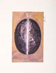 Abstraction violette by Key Sato, 1977, Collage sur papier pour carte de voeux, sold Jun 2024