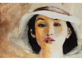 La Dame au Chapeau by Abdel Waheb Mahiddine, oil on paper, offered Dec 2024