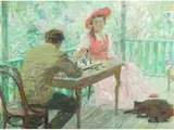 Auf der Veranda by Hanns Pellar, oil on canvas, sold Mar 2026