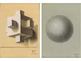 Paar Darstellungen mit Geometrischen Formen by Zeichner des ausgehenden 19. Jahrhunderts, watercolor, offered Mar 2024