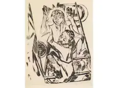 Jakob Ringt mit dem Engel by Max Beckmann, drypoint, sold Dec 2025