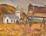Moosehide, Yukon by A. Y. Jackson, oil on canvas, sold Oct 2021