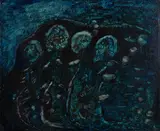 Fleurs de la nuit by Marcelle Ferron, 1950, oil on board, sold Sep 2021