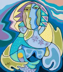 Child of the Universe by Daphne Odjig, 1998, oil on canvas, sold Sep 2021