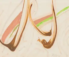 Brown Dance by Sandra Blow, gouache and mixed media on paper, sold Sep 2021