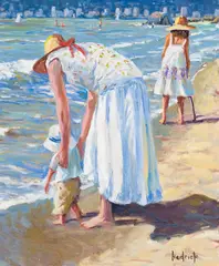 First Beach Visit by Ron Hedrick, oil on canvas, sold Sep 2021