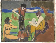 Schöne Stoffe by Moritz Melzer, Um 1909, Farbmonotypie auf Chinabütten, sold Jan 2024