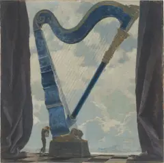 Harfe by Max Frey, 1932, Öl auf Sperrholz, sold Nov 2024