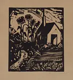 Gärtnerei by Erich Heckel, 1913, Holzschnitt auf bräunlichem Bütten, sold May 2008