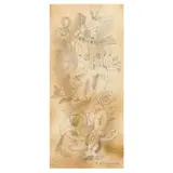 Cubist Figure by René Portocarrero, Drawing and watercolor on paper, sold Jul 2024