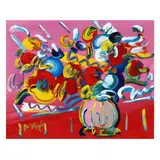 Still Life with Flowers by Peter Max, Acrylic on paper, sold Jul 2024