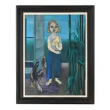 Little Girl with Chick and Chicken by Harriet Bogart, Oil on canvas, sold Jul 2024
