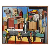 The Landmarks of Portsmouth, Virginia by Doris Porter McLean, Oil on board, sold Jul 2024