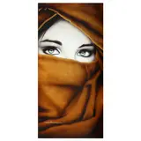Gold Veil, Green Eyes by Patrick Guyton, Mixed media on aluminum with gold leaf, sold Jul 2024