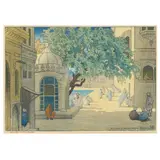 Entrance to Golden Temple, Amritsar by Charles William Bartlett, Woodblock print in colors, sold Jul 2024