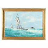 Rounding the Fast Net by Jay Arnold, Oil on canvas, sold Jul 2024