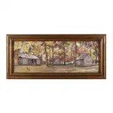 Three Cabins in Autumn by Roger Kammerer, Oil on canvas, sold Jul 2024