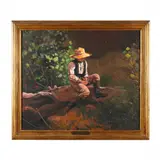 The Whittling Boy by Roger Kammerer, Oil on canvas, sold Jul 2024
