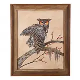 Barred Owl on an Oak Branch by Roger Kammerer, Oil on canvas, sold Jul 2024