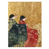 Women at the Rose Bush by Stephen White, Oil and mixed media on panel, sold Jul 2024